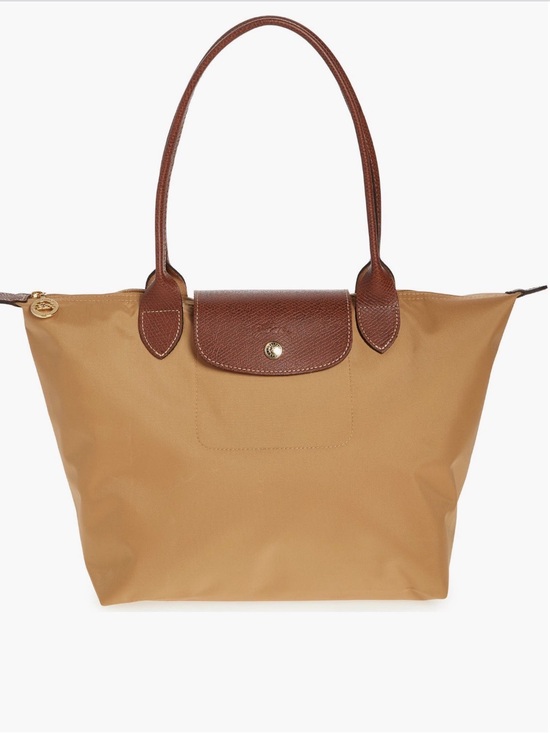 Longchamp Handbags - Longchamp Convertible Tan Nylon Tote with Brown Leather Trim (medium)